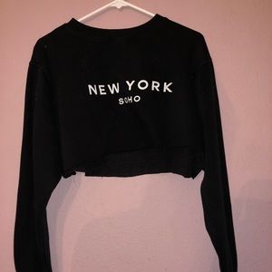 Brandy Melville Cropped Distressed Crewneck